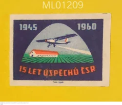 Czechoslovakia 15 years of Czechoslovak success Aviation matchbox Label ML01209