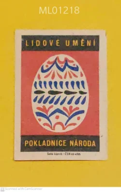 Czechoslovakia Folk Art Easter Egg Treasure of the Nation matchbox Label ML01218