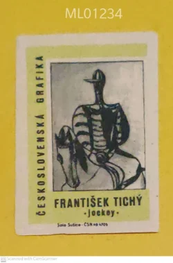 Czechoslovakia Frantisek Tichy Artist Sports Jockey matchbox Label ML01234