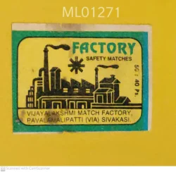 India Vijayalaskshmi Match Factory matchbox Label ML01271