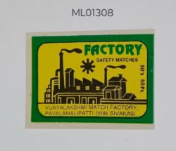 India Vijayalaskshmi Match Factory matchbox Label ML01308