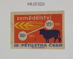 Czechoslovakia Increase in Agriculture Cattle matchbox Label ML01320