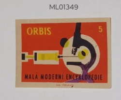Czechoslovakia Compact Modern Encylopedia Microscope matchbox Label ML01349