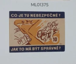 Czechoslovakia Road Safety Avoid Dangerous Stunts Be Careful matchbox Label ML01375