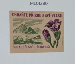 Czechoslovakia Protect Nature of your homeland Czech Central Mountains Flowers matchbox Label ML01380