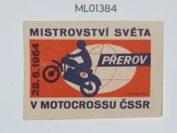 Czechoslovakia Motorcycle Wheelie Championship matchbox Label ML01384