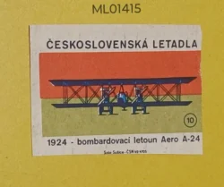 Czechoslovakia Air Craft Mode Of Transport 1924 Aero A-24 Bomber matchbox Label ML01415