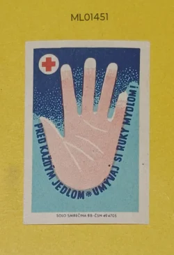 Czechoslovakia Clean your hands with soap Red Cross matchbox Label ML01451