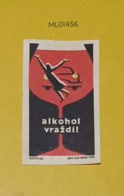 Czechoslovakia Alcohol Kills matchbox Label ML01456