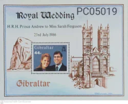 Gibraltar 1986 Royal Wedding Prince Andrew and Sarah Ferguson UMM Miniature Sheet PC05019