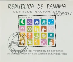 Panama 1968 Identification of Sports Olympics C.T.O. Miniature Sheet PC05077