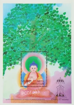 Bhutan 1997 INDEPEX 50th Anniversary of India's Independence Lord Bhudda UMM Miniature Sheet PC05083