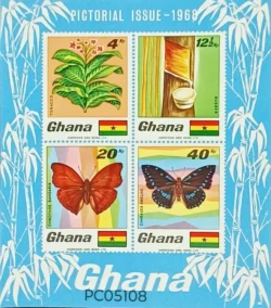 Ghana 1968 Plant Rubber Butterfly Tobacco UMM Miniature Sheet PC05108