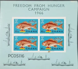 Ghana 1966 Freedom from Hunger Fish Water UMM Imperf Miniature Sheet PC05116