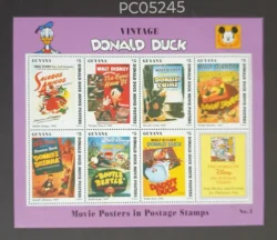 Guyana 1994 Vintage Donald Duck Movie Posters in Postage Stamps Disney UMM Miniature Sheet PC05245