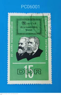 East Germany 20 years of Socialist United Party Portrait of Karl Marx and Friedrich Engels Used PC06001