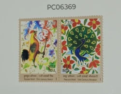 India 2003 India France Joint Issue Peacock Hen se-tenant UMM PC06369