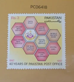 Pakistan 1987 40 Years of Pakistan Post Office Services UMM PC06418