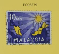 Malaysia 1963 Inauguration Of Federation Map Malaysia Used PC06579