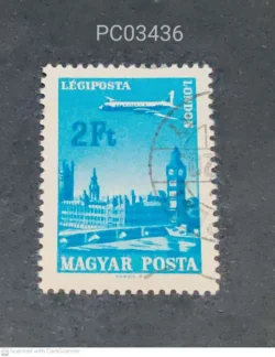 Hungary 1966 Plane over Cities served by Hungarian Airways London Used PC03436