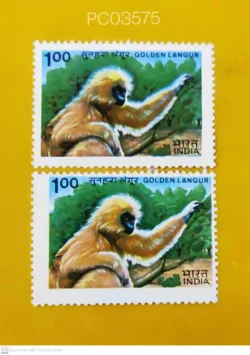 India 1983 Golden Langur Animal Error Misperforation and Colour Difference UMM PC03575