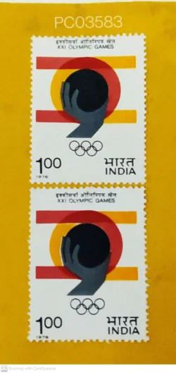 India 1976 21st Olympic Games Error Print Shift White Border Near Left Finger UMM PC03583