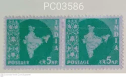 India 1955 5NP Map Error White Colour Bar UMM PC03586