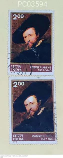 India 1978 Rubens Artist Error Colour Dry Print Refer Forehead Used PC03594