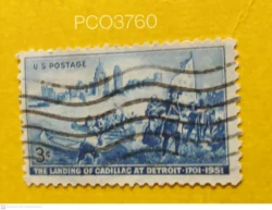USA 1951 Detroit skyline and cadillac landing Used PC03760