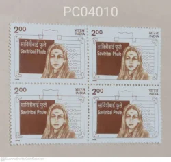 India 1998 Savitribai Phule Social Reformer Block of 4 UMM PC04010