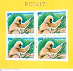 India 1983 Indian Wildlife Golden Langur Block of 4 UMM PC04171