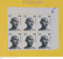 India 1988 Mahatma Gandhi Definitive Block of 6 UMM PC04189