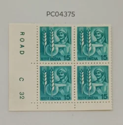 India 1982 15 Technology in Agriculture Farmer Definitive Plate Number C32 Block of 4 UMM PC04375