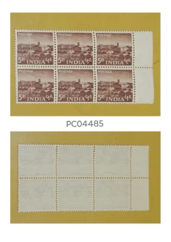 India 1955 Rs.5 Fertilizer Factory Sindri Bihat Ashoka Watermark Definitive Block of 6 UMM PC04485
